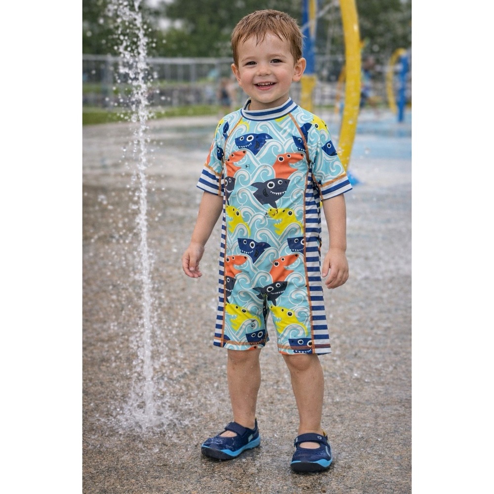Shark 1pc Boys Swimsuit (sz. 6) Rash guard